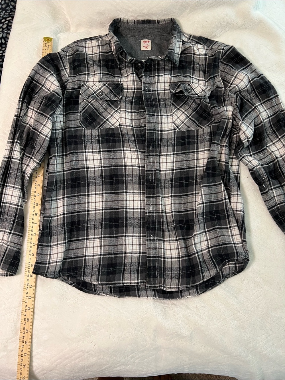 Mossimo Black & White Plaid Button-Up Flannel Shirt